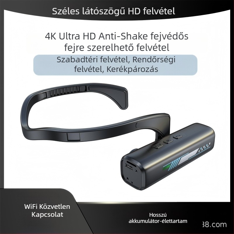 Fejre szerelt akciókamera 4K felbontással, elektronikus képstabilizáció, 2.0-s objektív, 1,5 hüvelykes LCD kijelző, CF-kártya tárhely