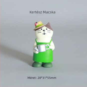 Gyanta mini kert dísz macska motívummal – japán zakka stílus, cseréphez és kertépítéshez