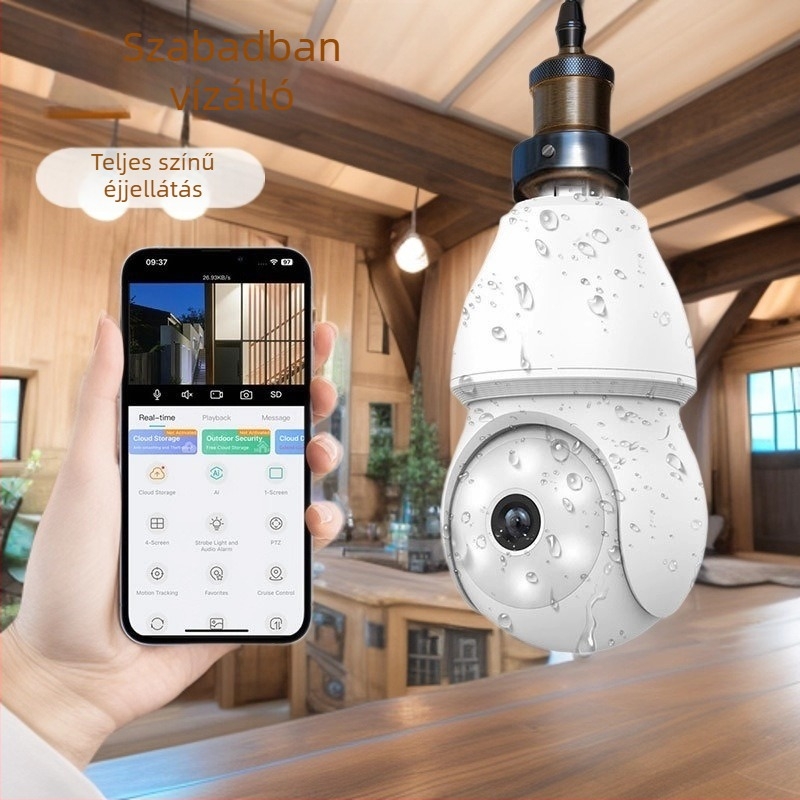 E27 izzó alakú megfigyelő kamera, 1080p, 3.6 mm lencse, vezérlés mobilalkalmazással, kompatibilis iOS-szal és MIUI-val