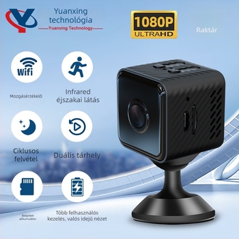 Belső térben használható vezeték nélküli biztonsági kamera X2-vel Wi‑Fi, 1280x720 HD videó, 15fps, beépített mikrofon, SD-kártya tárhely