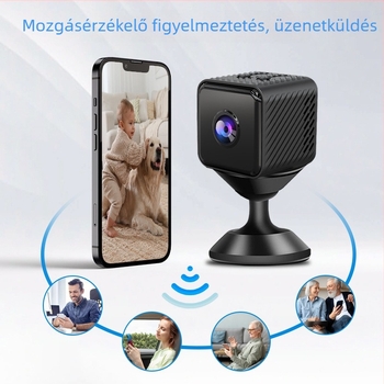Belső térben használható vezeték nélküli biztonsági kamera X2-vel Wi‑Fi, 1280x720 HD videó, 15fps, beépített mikrofon, SD-kártya tárhely