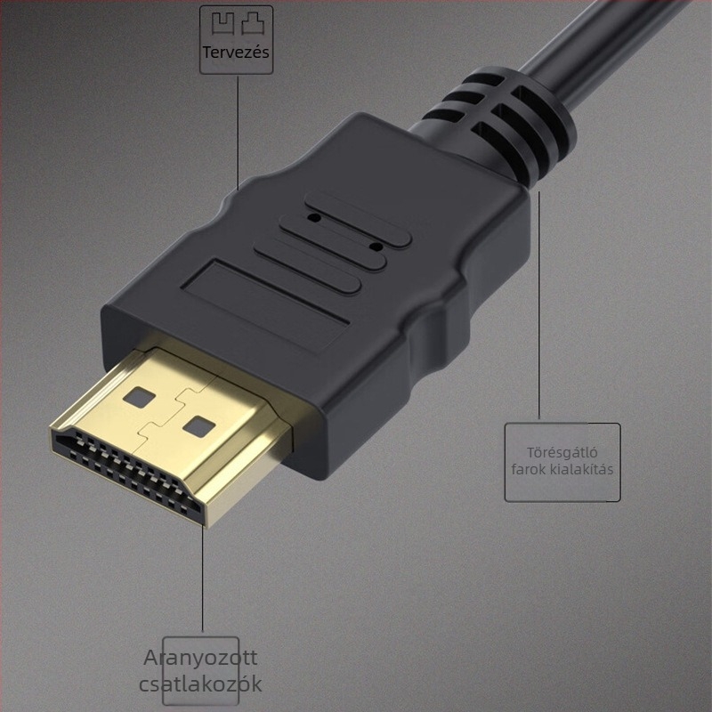 Aranyozott HDMI-kábel, HDMI 1.4, 3D-támogatás, réz vezető, hossz 1,5–30 m