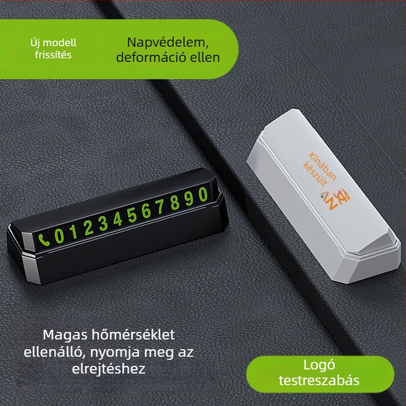 Átmeneti parkolótábla rejtett autónummer táblával és logóval (Anyag: Műanyag; Testreszabható; Nyomtatott logó; Licencelhető privát címke; Típus: Rejtett)