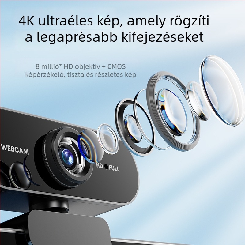 USB webkamera asztali és notebookhoz, 1920x1080, 2.0MP szenzor, USB 2.0, Plug-and-Play, beépített mikrofon