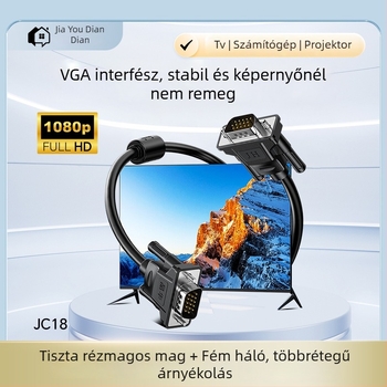 VGA adapter kábel JC18 számítógéphez kijelző/projektorhoz, adapterkábel, magas minőségű vezető, PVC szigetelés