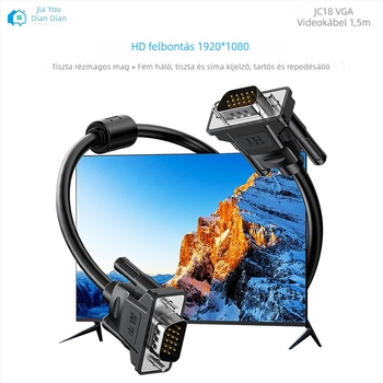 VGA adapter kábel JC18 számítógéphez kijelző/projektorhoz, adapterkábel, magas minőségű vezető, PVC szigetelés