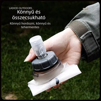 TPU összecsukható víz tasak, kültéri használatra, 350 ml, csíkos mintázat, hordozható futáshoz és túrázáshoz
