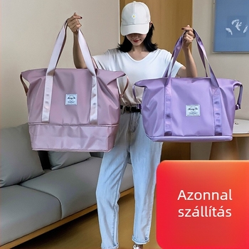 Kibővíthető utazótáska nagy kapacitással, Oxford anyagból, vízálló száraz-nedves elválasztással, 36-55 L kapacitás, PU bélés, szabadidős utazási stílus