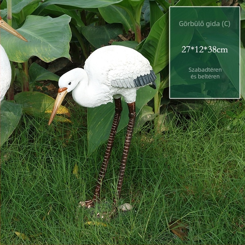 Lifelike egret resin statue for outdoor garden decor - Chinese-style resin crafts
