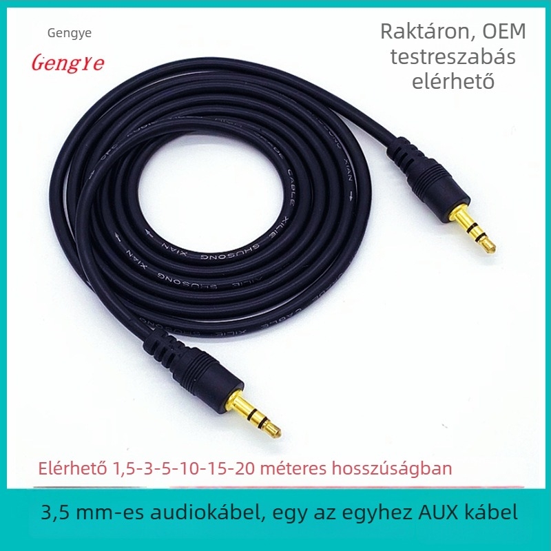 3.5mm-es audio kábel, férfi–férfi, autós AUX-kábel telefonhoz, számítógéphez és hangszórókhoz, hossz 1.5/3 m