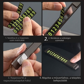 Fém mágneses ideiglenes parkolási szám tábla, rejtett dizájn, Y-3 modell