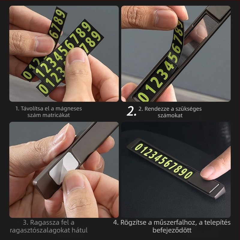 Fém mágneses ideiglenes parkolási szám tábla, rejtett dizájn, Y-3 modell