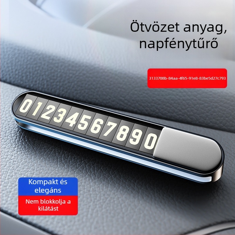 Ideiglenes parkolási tábla, fém, éjszakai fényű nagy számokkal, modell S1