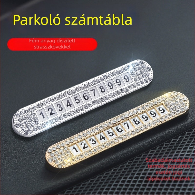Fanchi fém autó ideiglenes parkolási jel, modell T120, rejtett típus, gyémánttal bevont, logó nyomtatott
