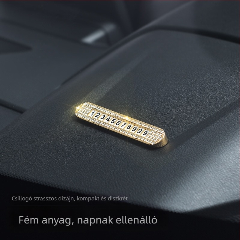 Fanchi fém autó ideiglenes parkolási jel, modell T120, rejtett típus, gyémánttal bevont, logó nyomtatott