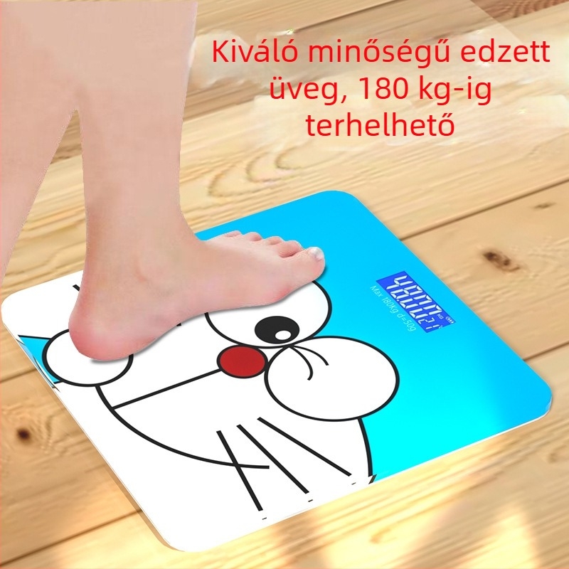 USB-töltéses digitális testsúlymérő, kiváló pontosság, aranyos animációs dizájn, diákszállásokhoz, háztartási testsúlymérő, maximális teher 180 kg