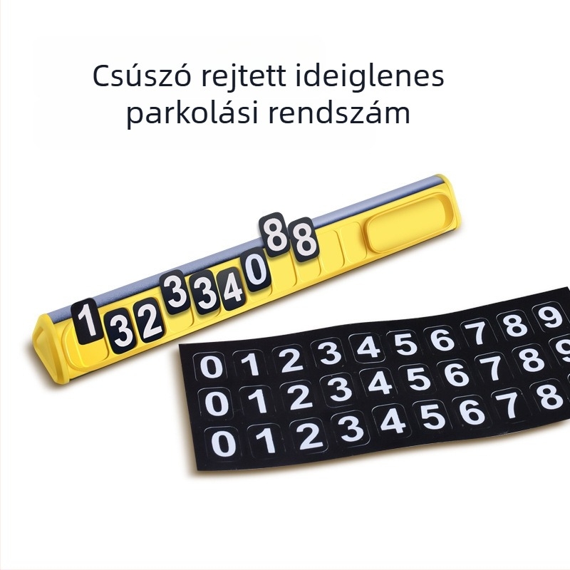 Rejtett ideiglenes parkolási rendszám, T10 modell, műanyag, éjszakai világítás, logó nyomtatás