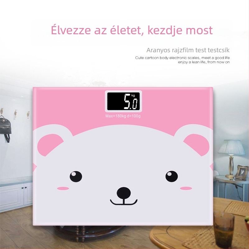 Háztartási okos elektronikus testmérleg - testsúly mérés, márka Chuan Qing, teherbírás 180 kg, akkumulátoros működés, egyszerű stílus