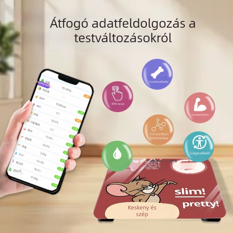 Testsúly- és testzsír mérleg, Bluetooth, otthoni használatra, 180 kg teherbírás, 200 g–180 kg mérési tartomány, márka Mansilan Mengya