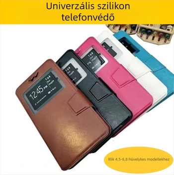 Univerzális szilikon telefon tok, ütésálló védelem, műbőr hatású felület