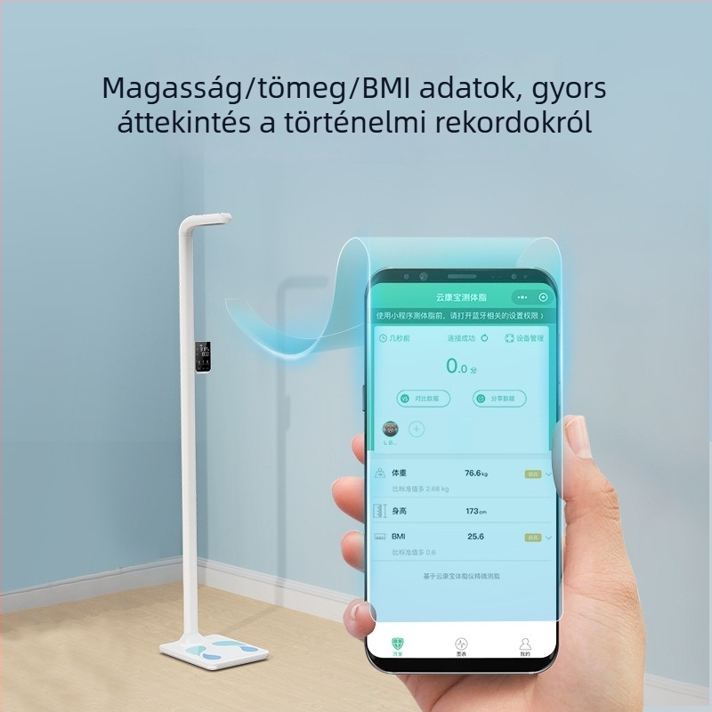 Intelligens elektronikus testsúlymérő ultrahangos méréssel, Bluetooth és hangos bejelentéssel, BMI, modell CP30C