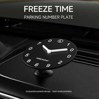 Műanyagból készült ideiglenes parkolótábla, testreszabható, logónyomtatás elérhető (modell Clock number plate)