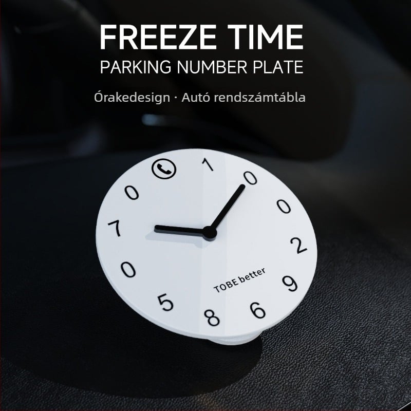 Műanyagból készült ideiglenes parkolótábla, testreszabható, logónyomtatás elérhető (modell Clock number plate)