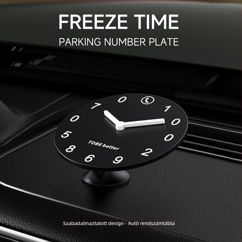 Műanyagból készült ideiglenes parkolótábla, testreszabható, logónyomtatás elérhető (modell Clock number plate)