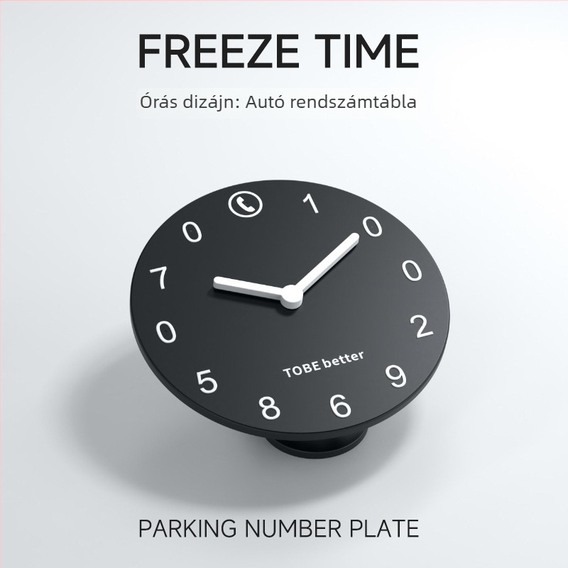 Műanyagból készült ideiglenes parkolótábla, testreszabható, logónyomtatás elérhető (modell Clock number plate)