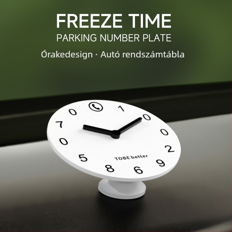 Műanyagból készült ideiglenes parkolótábla, testreszabható, logónyomtatás elérhető (modell Clock number plate)