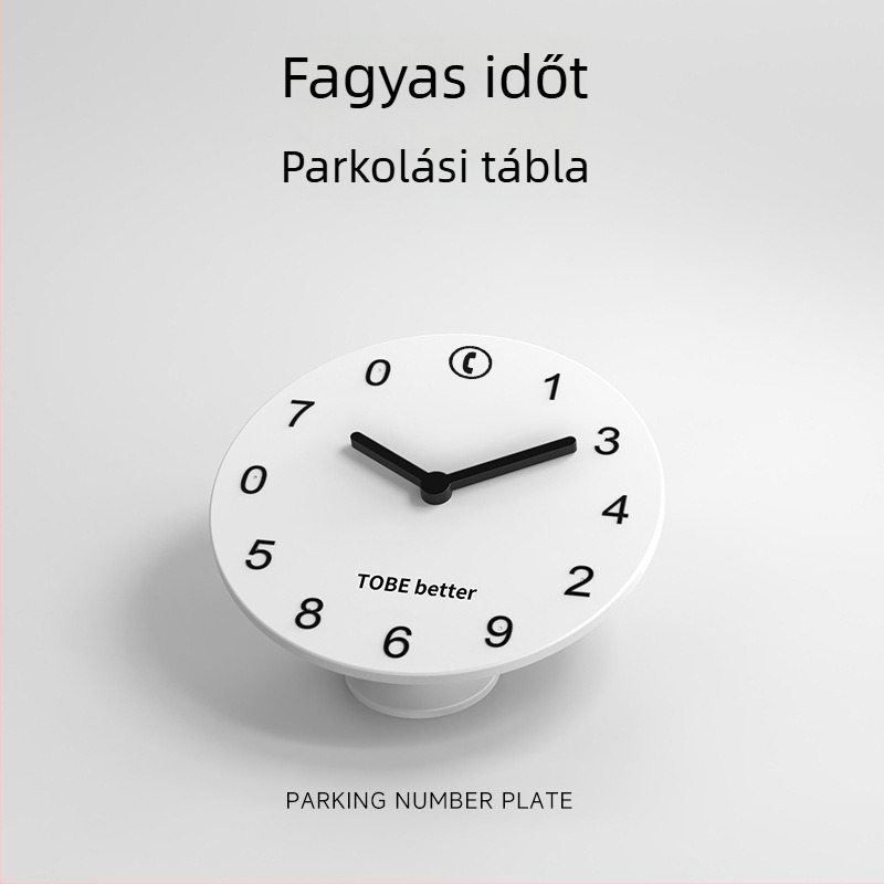 Műanyagból készült ideiglenes parkolótábla, testreszabható, logónyomtatás elérhető (modell Clock number plate)