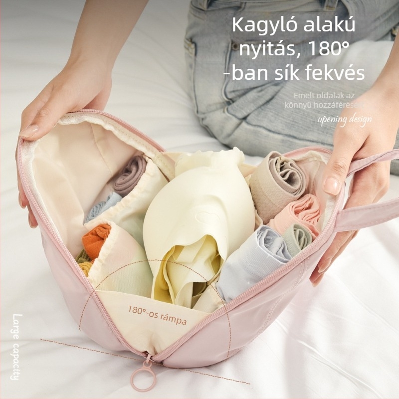 Kozmetikai táska, félkör alakú, poliészter, többfunkciós, utazáshoz, japán stílus