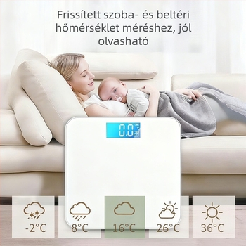 OPPELSCALE edzett üvegből készült elektronikus testsúlymérő LCD-kijelzővel, max. 180 kg, 2x AAA tápegység, könnyed luxus stílus