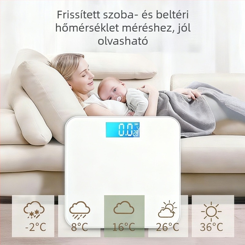 OPPELSCALE edzett üvegből készült elektronikus testsúlymérő LCD-kijelzővel, max. 180 kg, 2x AAA tápegység, könnyed luxus stílus