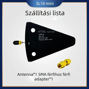 SL10Mini Logaritmikus Periódikus Antenna - 50 kHz–3 GHz, alacsony frekvencia, magas nyereség, irányított vevőantenna műholdakhoz