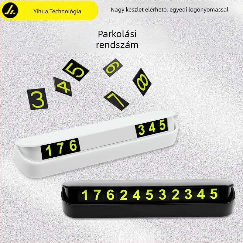 Rejtett ideiglenes parkolási számlemez – műanyag, modell YH1005, testreszabható, logó nyomtatott