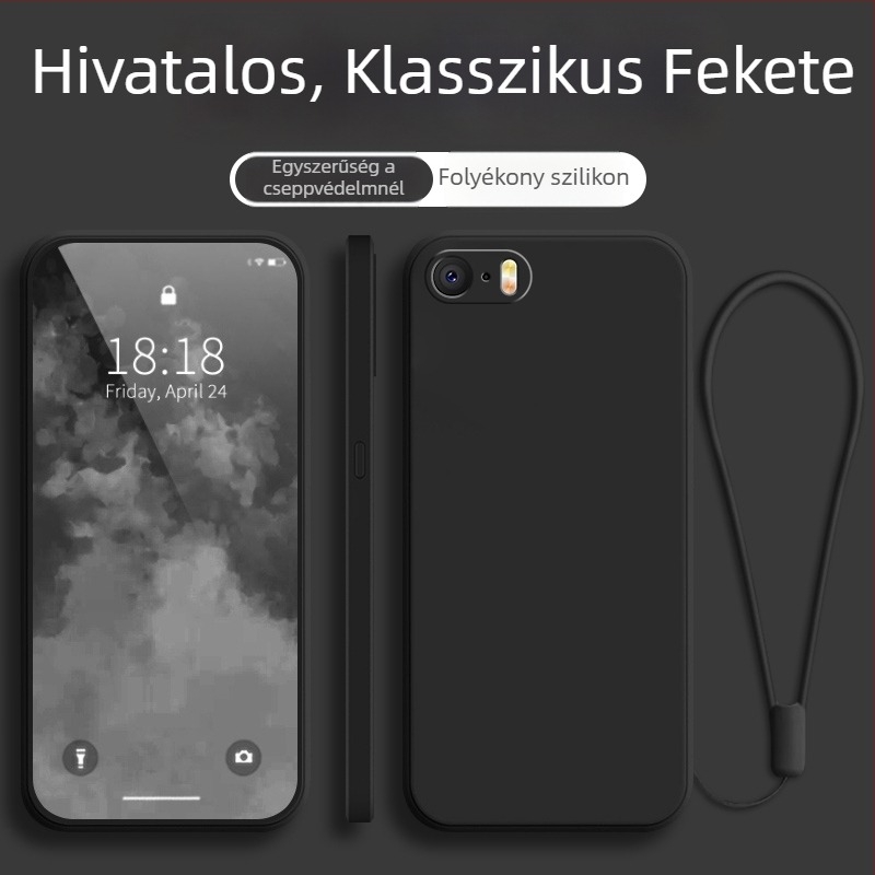 iPhone SE-sorozat védőtok, teljes védelem, ütésálló, fekete