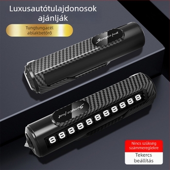 Gépjármű vészhelyzeti eszköz: ideiglenes parkolási telefonszám tábla díszdarab és üvegfúró ütő; modell 9988, eredet Kína, logó nyomtatás lehetséges, testreszabás