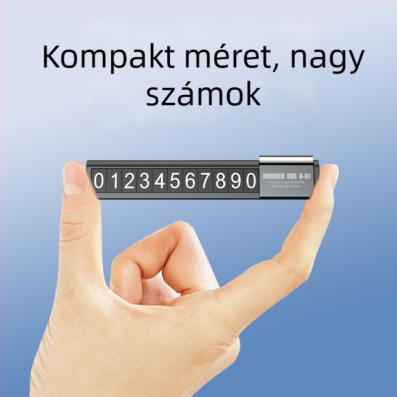 Autós dekoráció – parkoló telefonszám tábla – Modell V01, Anyag: Műanyag, Testreszabás elérhető, Nyomtatott logó