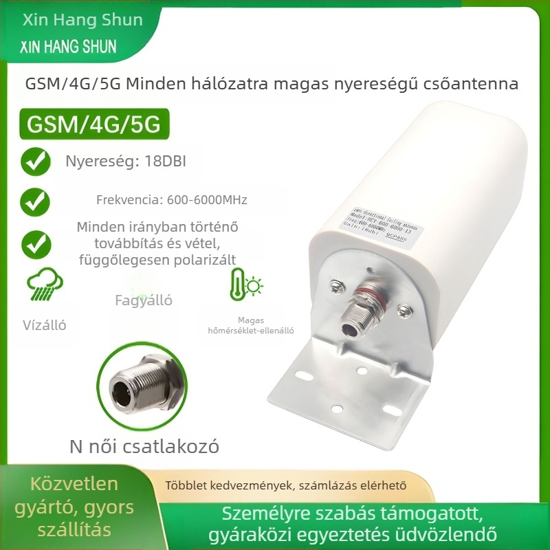 Kültéri 4G/5G omnidirekcionális, magas nyereségű hengeres antenna jelerősítővel, 868/915 MHz, routerhez és hálózati kártyához