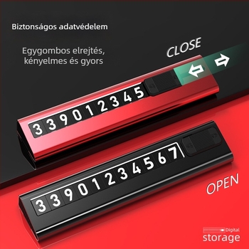 Fém ideiglenes parkolási jel telefonszámmal, mozgatható autó számára számplakett, rejtett funkció, mágneses, modell Vlb, logó nyomtatás elérhető