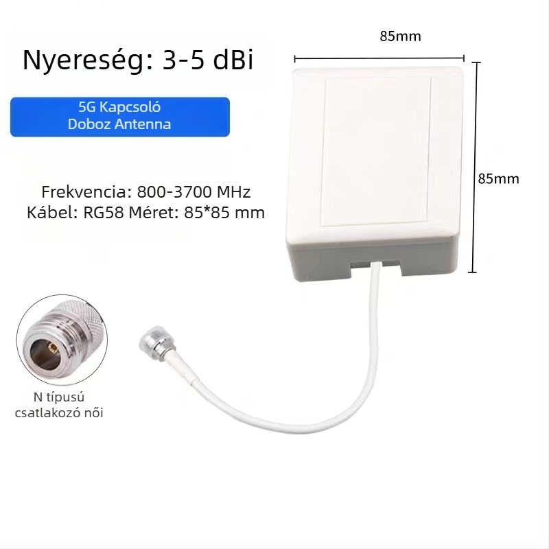 Beltéri 5G magas nyereségű, teljes sávú antenna, 50 Ω, SWR ≤ 2, 5 dBi