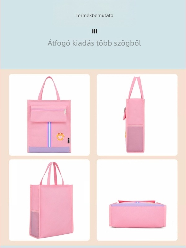 Oxford anyagból készült iskolai táska cipzárral – ultra könnyű, csíkos mintával, általános iskolás használatra