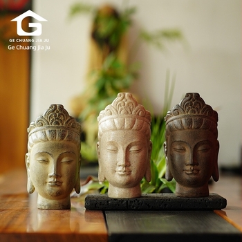 Vintage Buddha fej dísz – Zen asztali dekoráció irodába vagy teázóba, kerthez és udvarhoz, gyantából