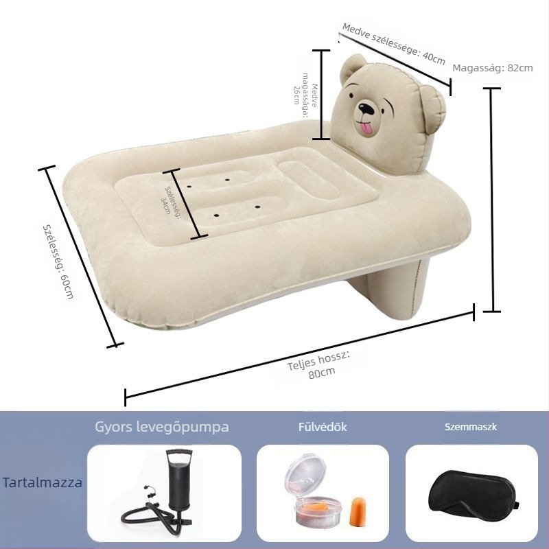 Felfújható autógyerekágy hátsó ülésre; poliészter felület; teherbírás 25 kg; súly 0,5 kg; márka Xintianyou