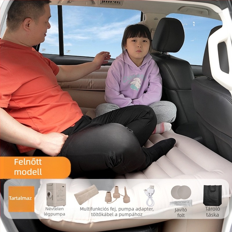 Automata felfújható matrac autóhátsó ülésre – Modell P-101, környezetbarát PVC, 3 kg, maximális terhelés 250 kg