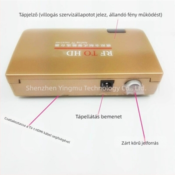 RF–tól HDMI-ig analóg TV-vevő átalakító, 1080P, távirányító, tápegység, modell YMQS8010A