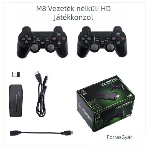 M8 joystick játékkonzol – két játékos, vezeték nélküli, 64-bit OS, 512MB RAM, USB/HDMI