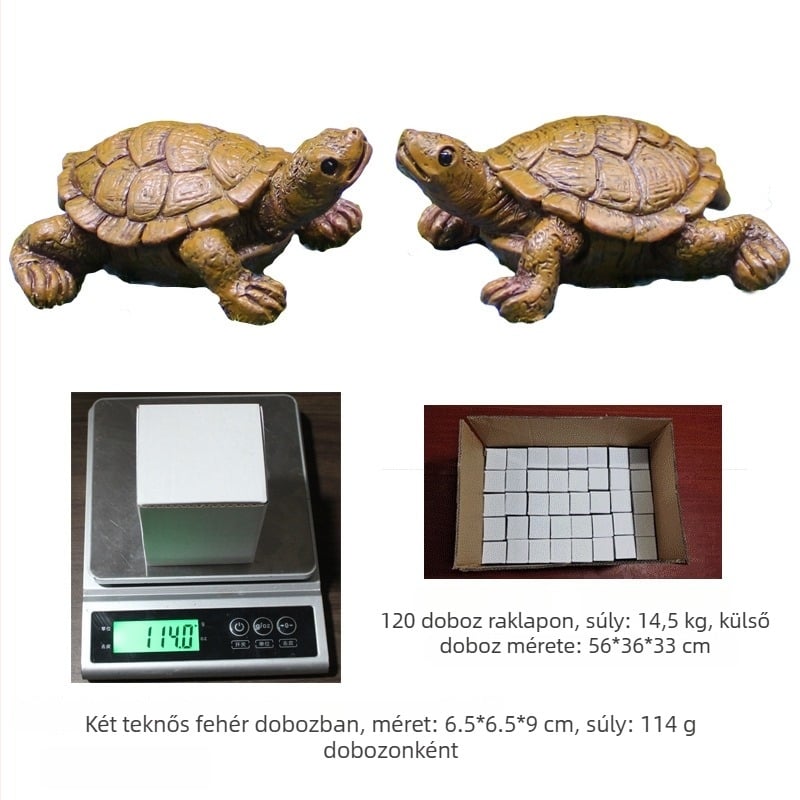 Műgyanta teknős tájkép dekor akváriumhoz – pastoraális stílus, miniatűr dekoráció gyanta technikával