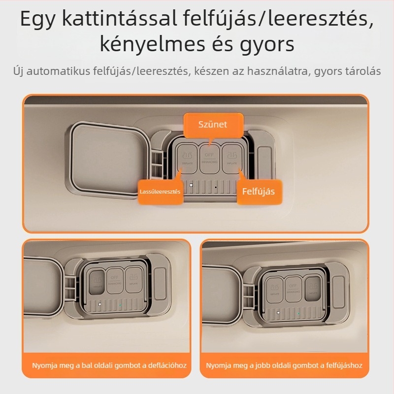 Autóba illeszkedő felfújható ágy a Tesla Model Y csomagtartójába – Enjoy Space, PVC felület, tömeg 3,7 kg, max terhelés 300 kg